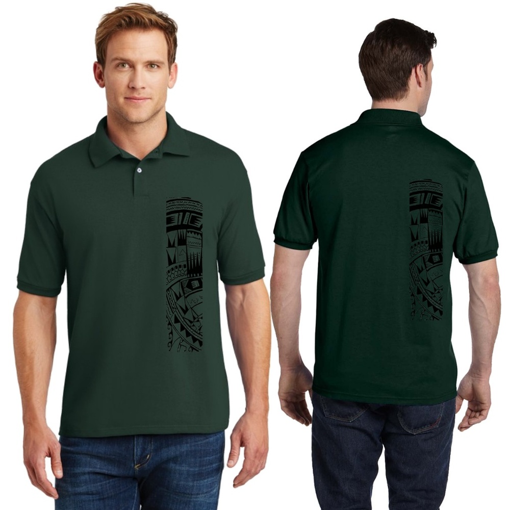 Heavy Weight Polo Sport Shirt Samoan Tattoo Print
